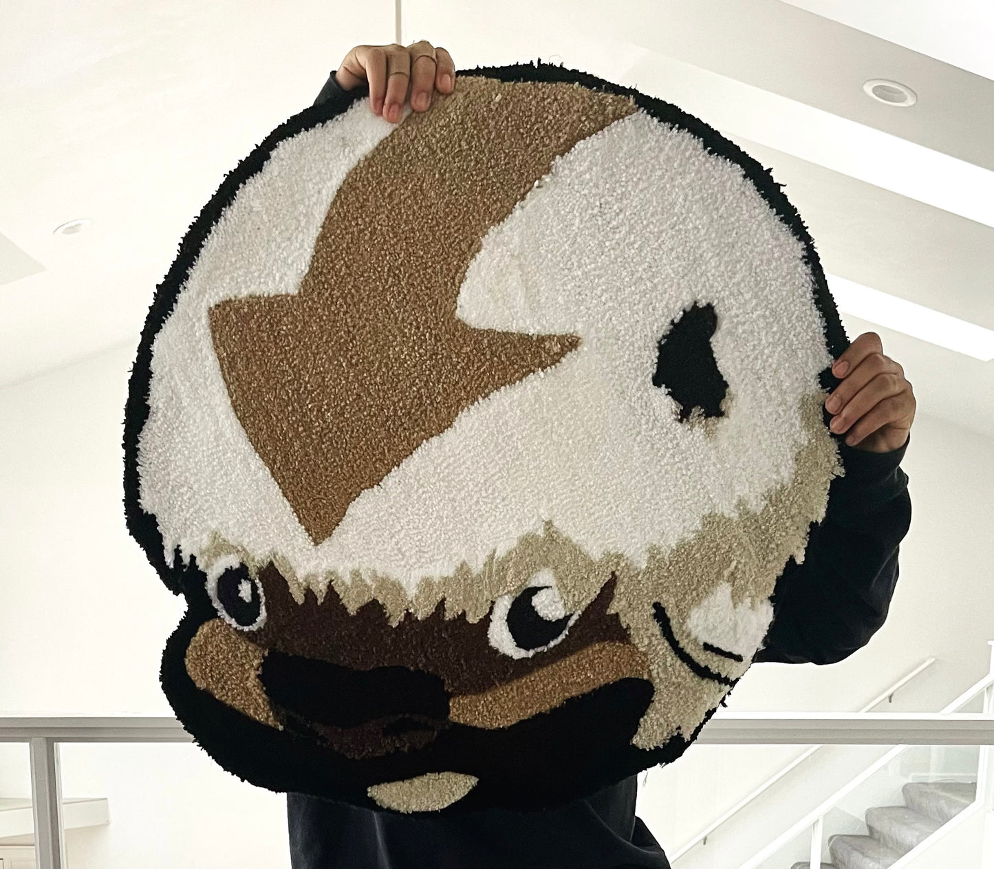 Custom-made tufted rug featuring a Avatar The Last Airbender, Appa design. Handcrafted with love, this unique piece adds a playful touch to any space.